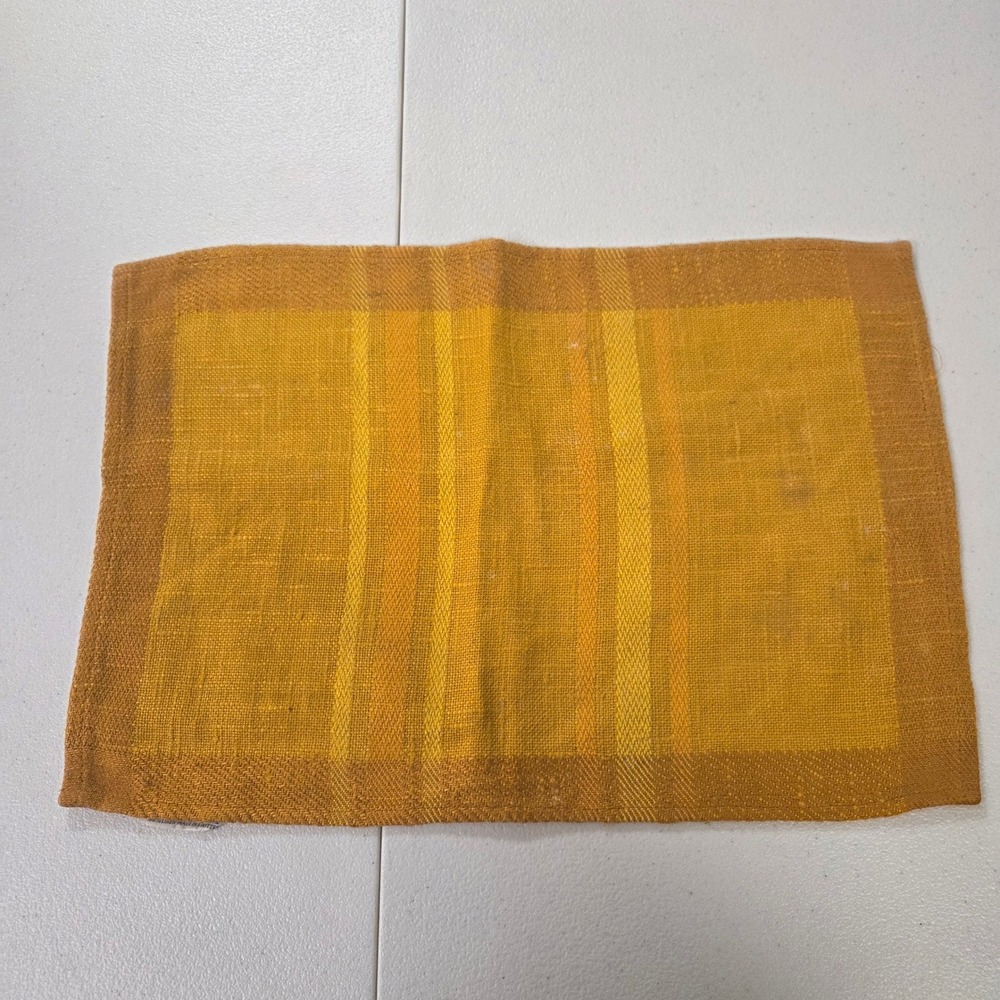 Vintage Arova Bert Gerber 100% Linen Placemat Made in Switzerland Mustard Yellow